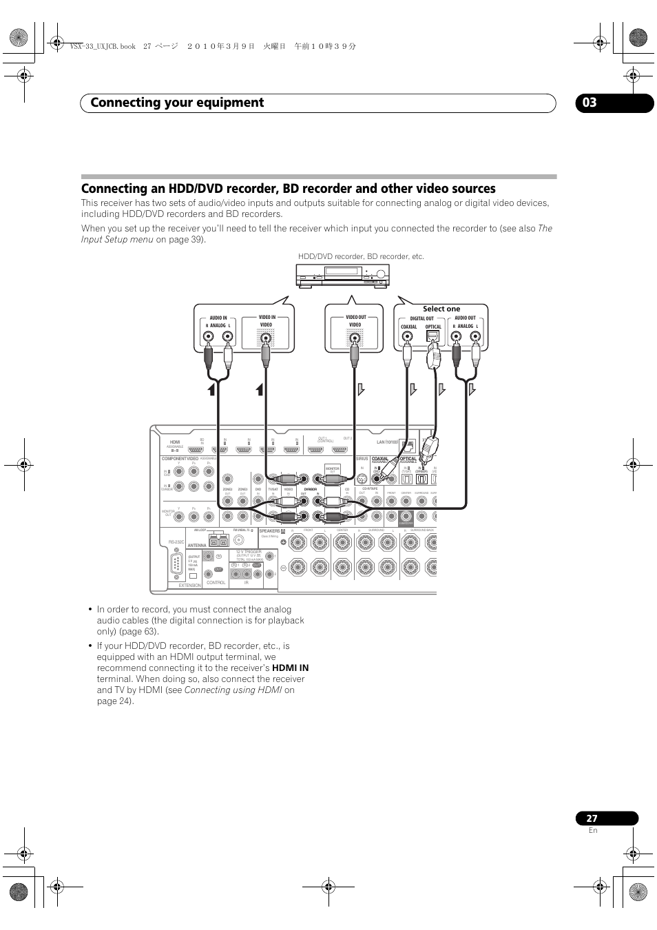 Connecting your equipment 03 | Pioneer Elite VSX-33 User Manual | Page 27 / 112