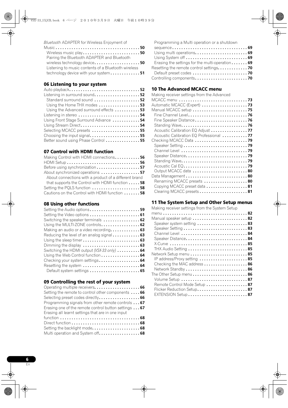 Pioneer Elite VSX-33 User Manual | Page 6 / 112