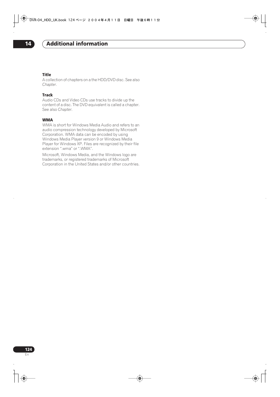 Additional information 14 | Pioneer DVR-720H User Manual | Page 124 / 128