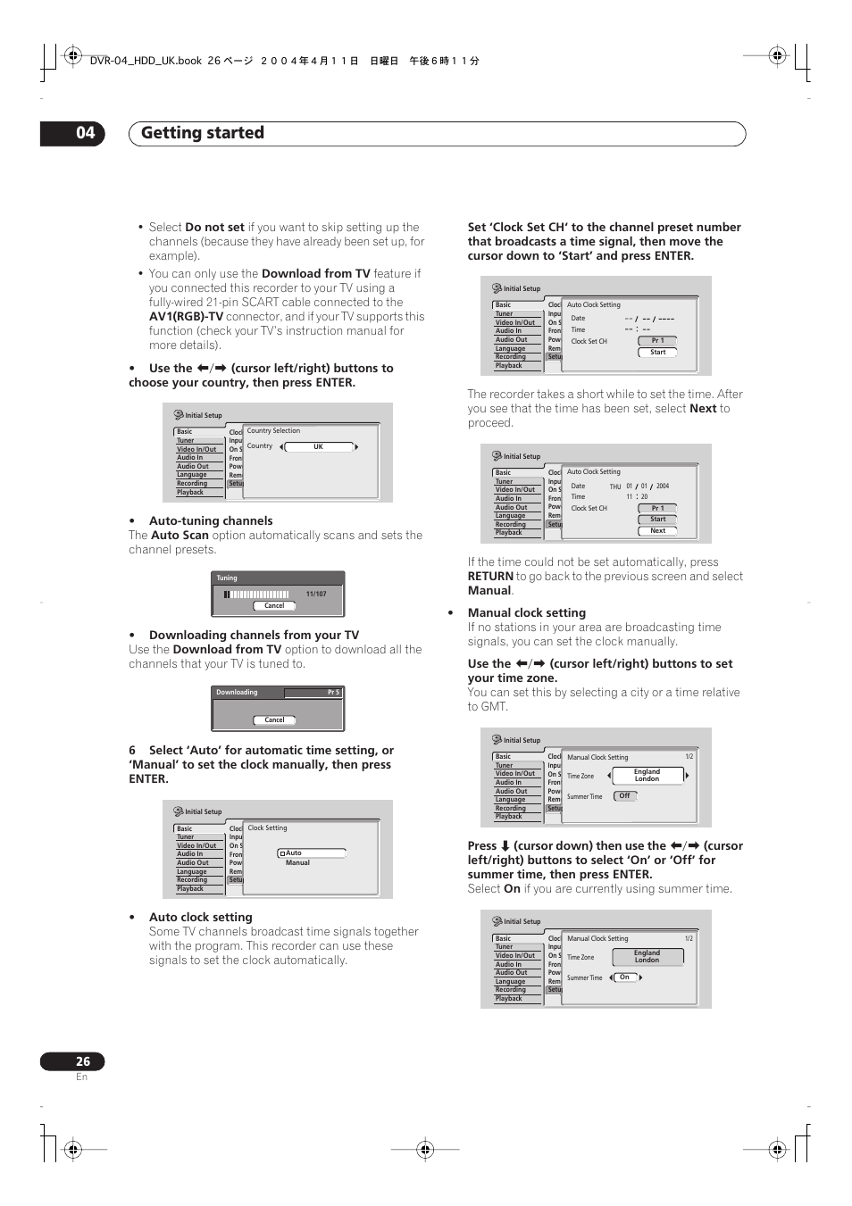 Getting started 04 | Pioneer DVR-720H User Manual | Page 26 / 128