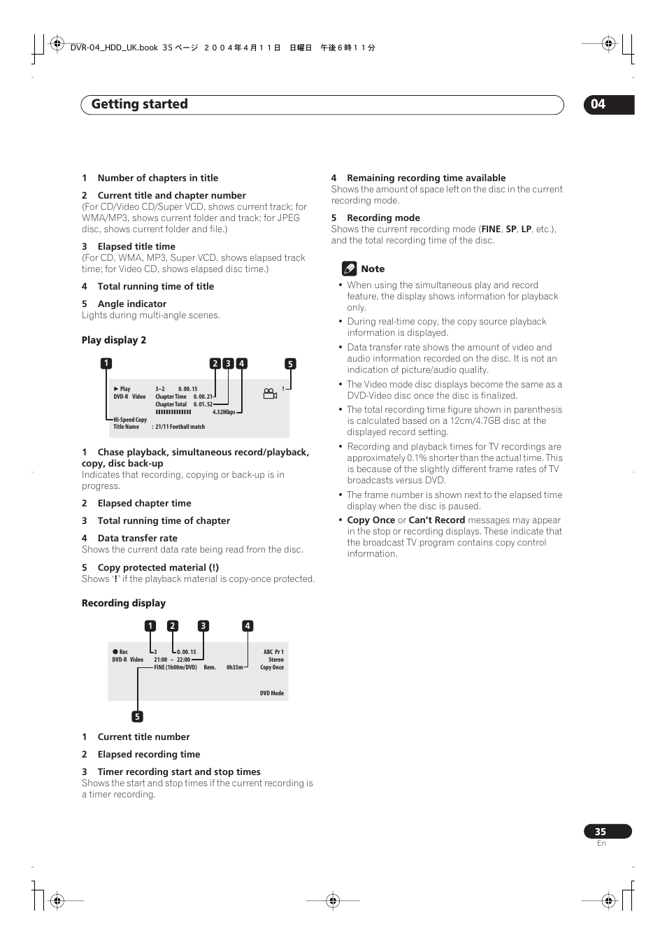 Getting started 04 | Pioneer DVR-720H User Manual | Page 35 / 128