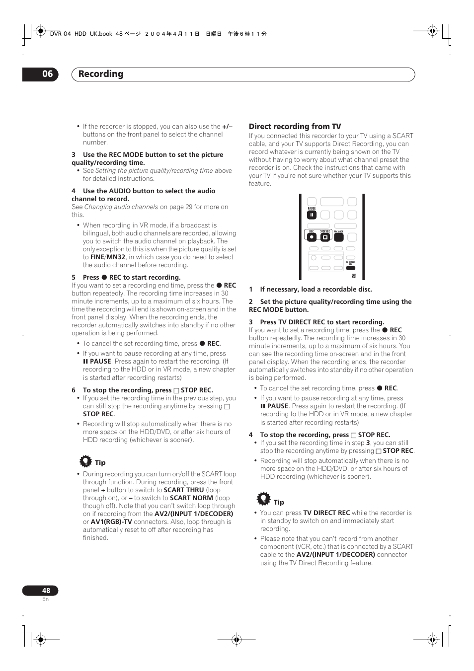 Recording 06 | Pioneer DVR-720H User Manual | Page 48 / 128