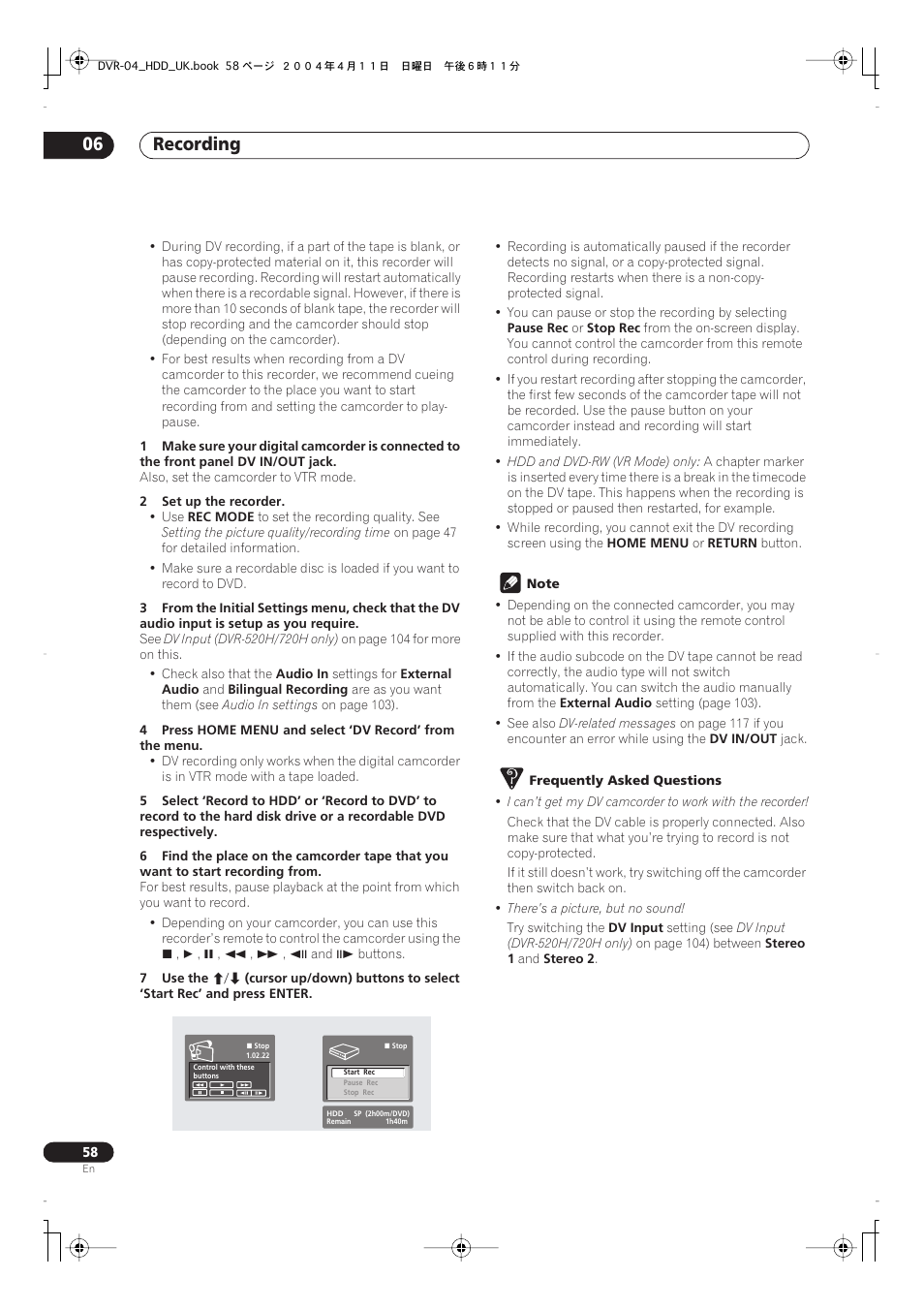 Recording 06 | Pioneer DVR-720H User Manual | Page 58 / 128
