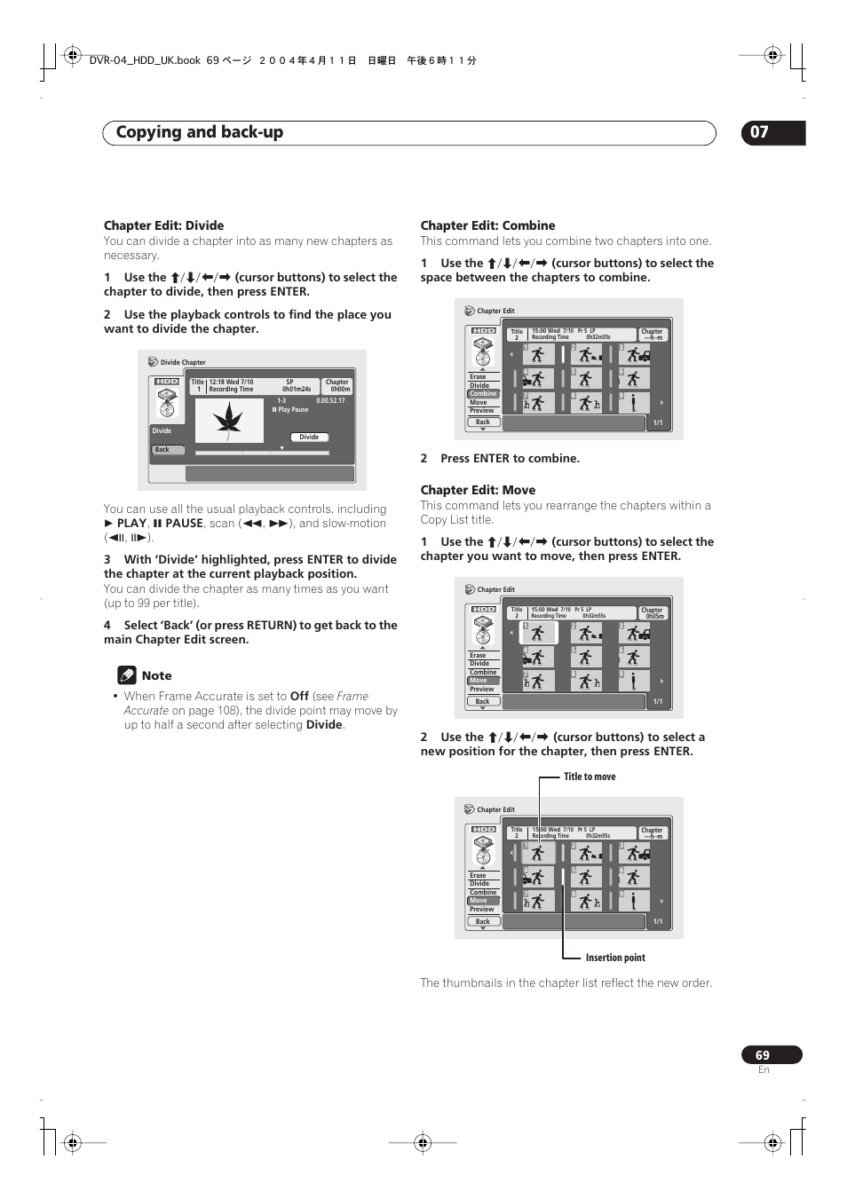 Copying and back-up 07 | Pioneer DVR-720H User Manual | Page 69 / 128