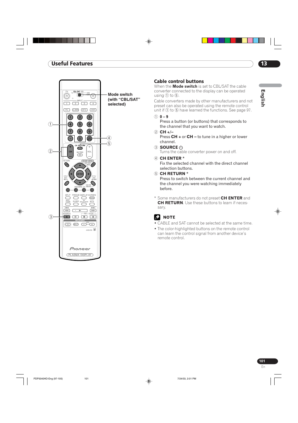 13 useful features | Pioneer PureVision PDP 5040HD User Manual | Page 101 / 110