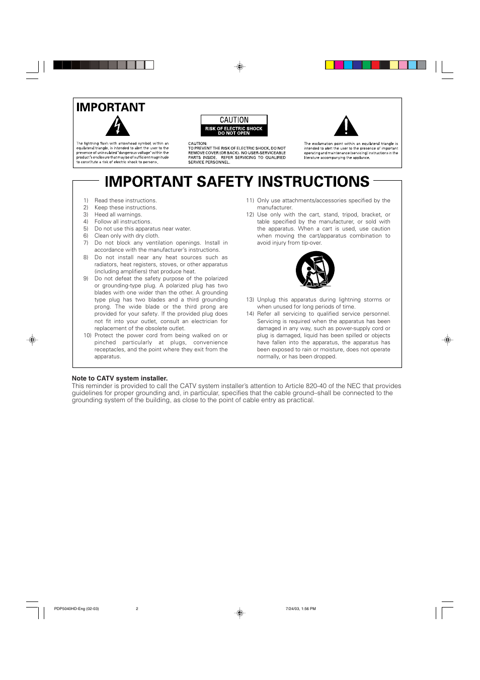 Pioneer PureVision PDP 5040HD User Manual | Page 2 / 110