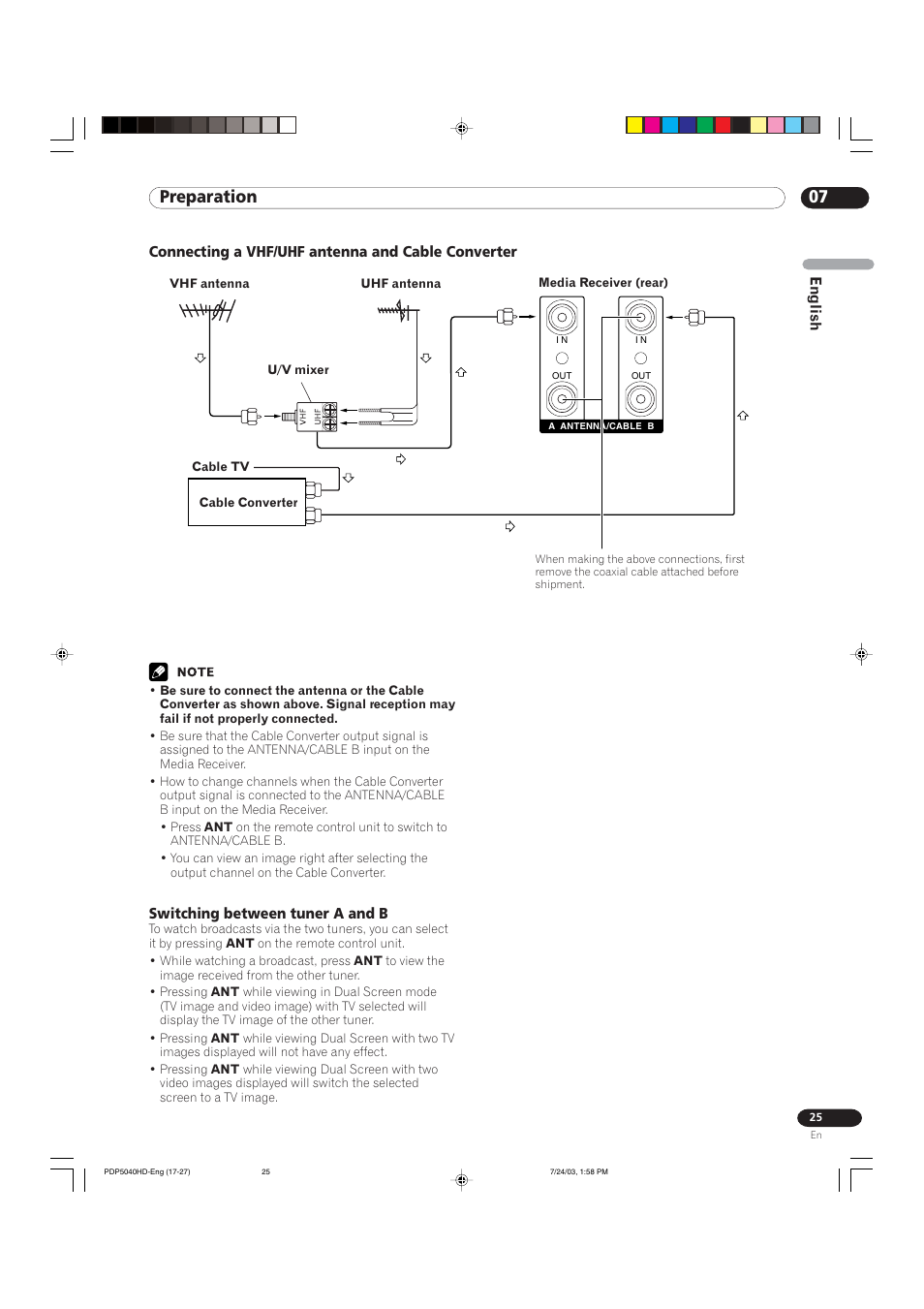 07 preparation | Pioneer PureVision PDP 5040HD User Manual | Page 25 / 110