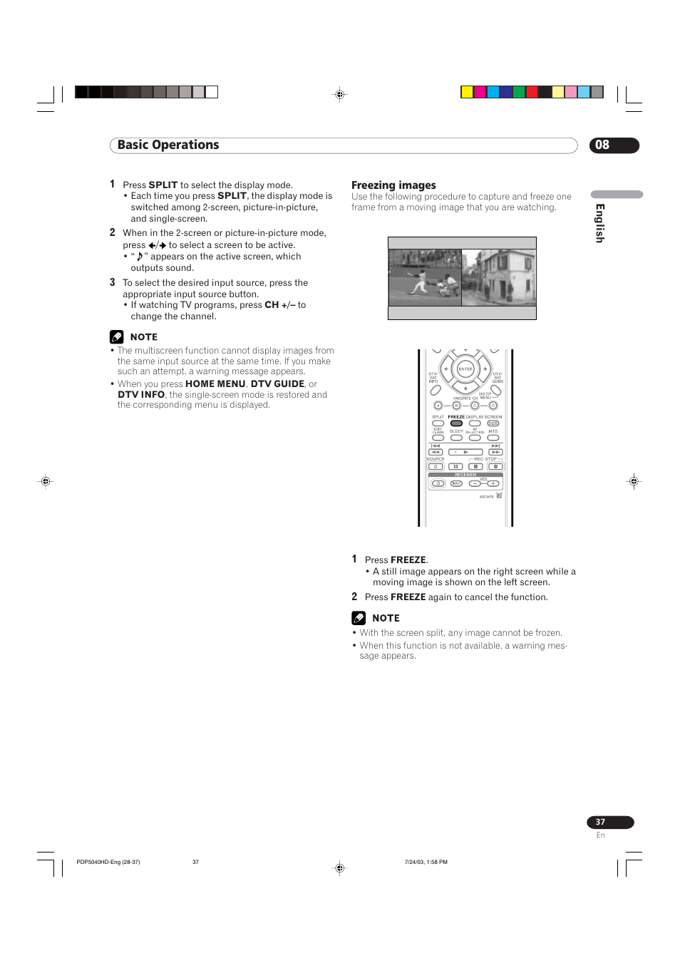 08 basic operations | Pioneer PureVision PDP 5040HD User Manual | Page 37 / 110