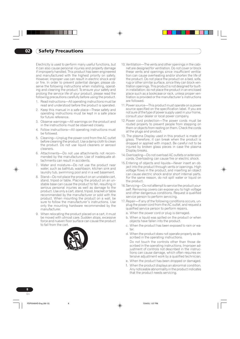 02 safety precautions | Pioneer PureVision PDP 5040HD User Manual | Page 8 / 110