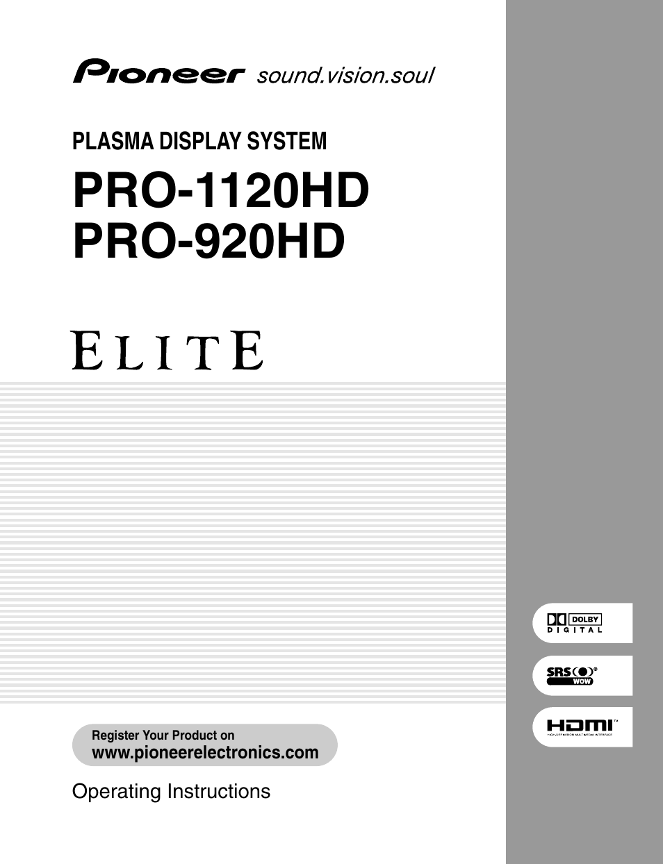 Pioneer PRO-1120HD User Manual | 81 pages