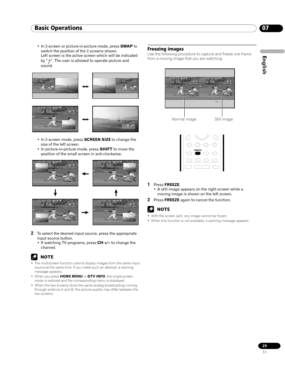 Freezing images, 07 basic operations, English | Pioneer PRO-1120HD User Manual | Page 29 / 81