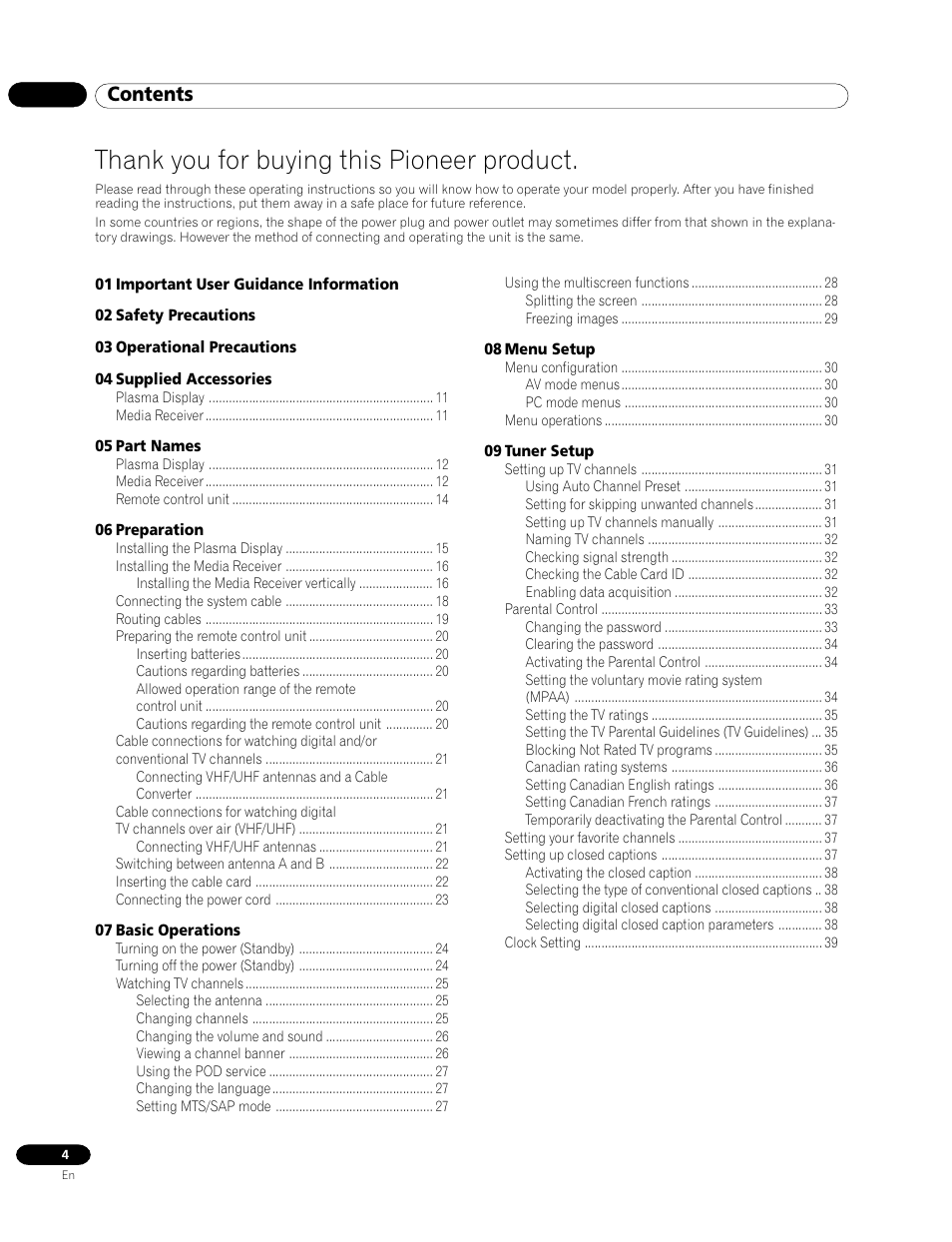 Pioneer PRO-1120HD User Manual | Page 4 / 81