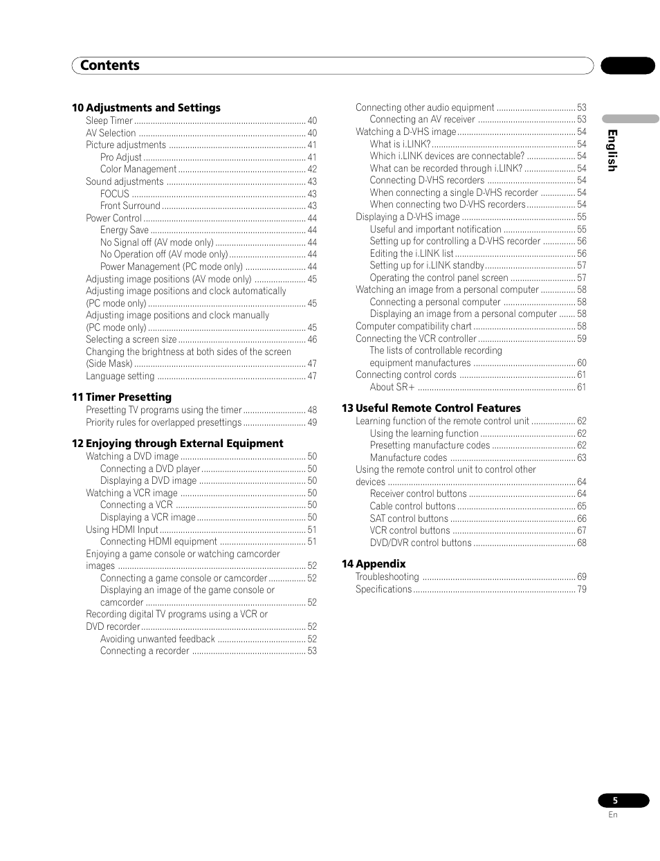 Pioneer PRO-1120HD User Manual | Page 5 / 81