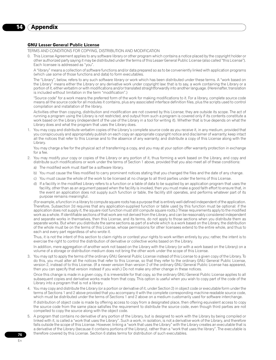 14 appendix | Pioneer PRO-1120HD User Manual | Page 76 / 81