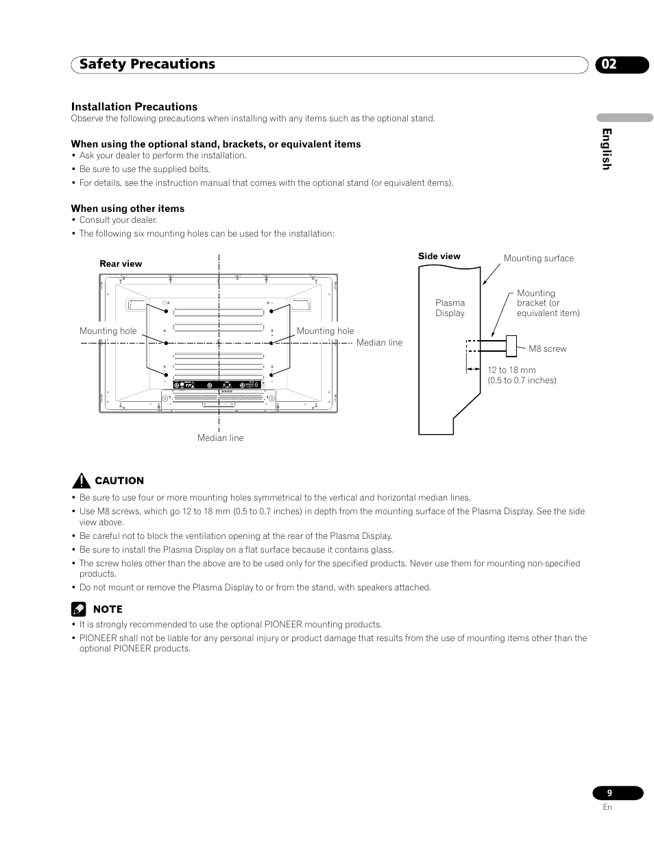 02 safety precautions | Pioneer PRO-1120HD User Manual | Page 9 / 81