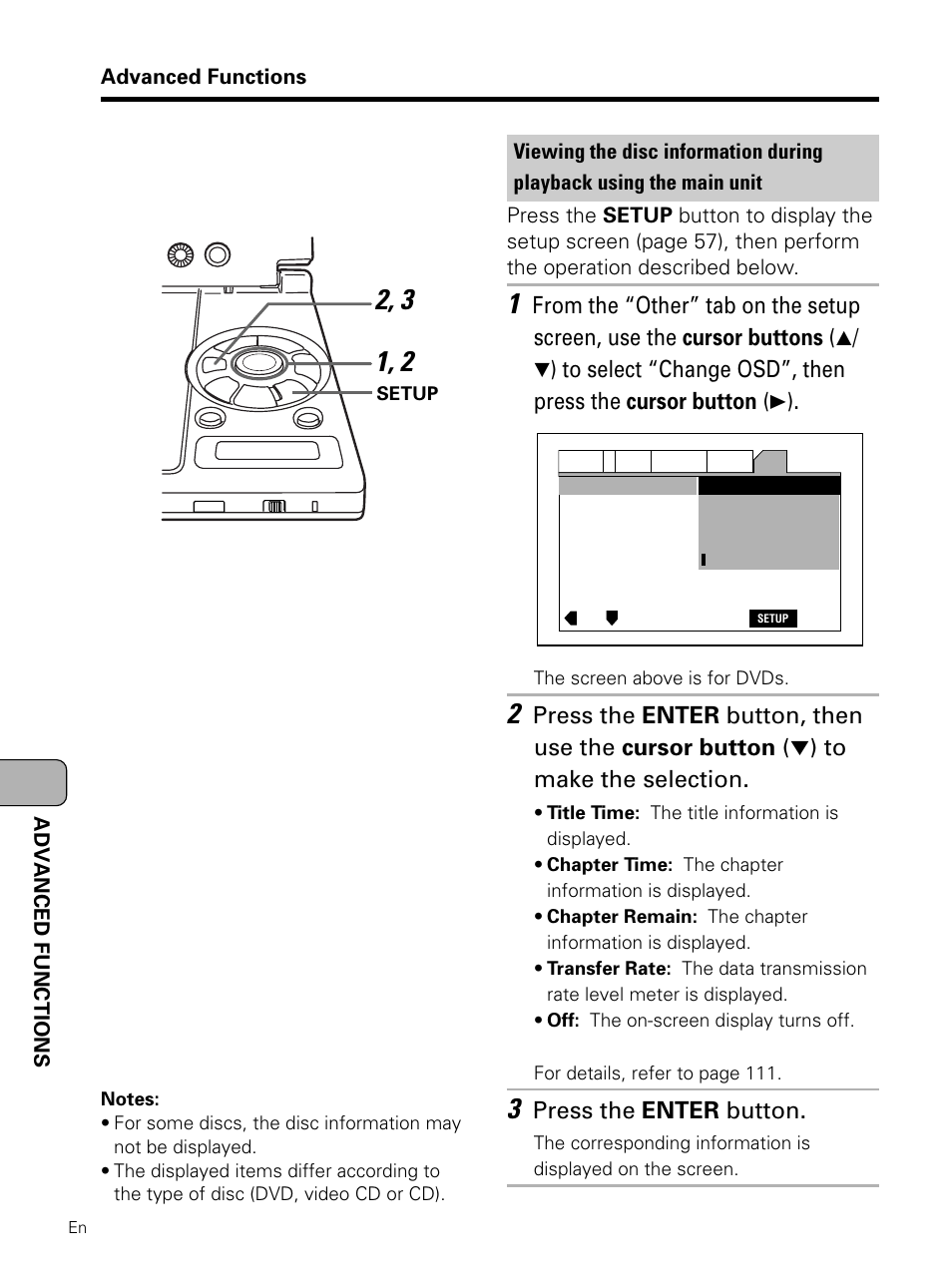 Press the enter button | Pioneer PDV-LC10 User Manual | Page 116 / 128