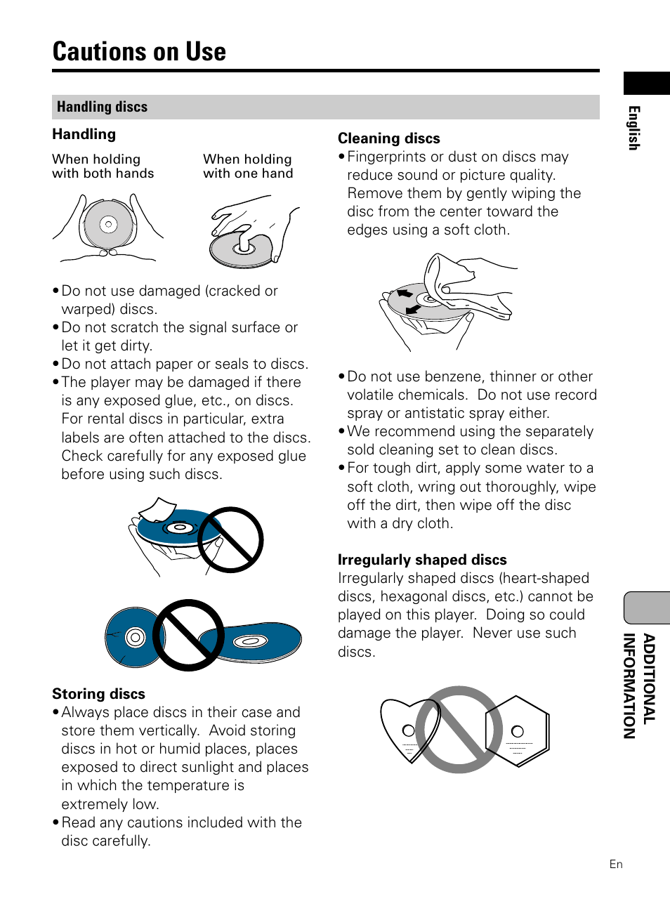 Cautions on use | Pioneer PDV-LC10 User Manual | Page 121 / 128