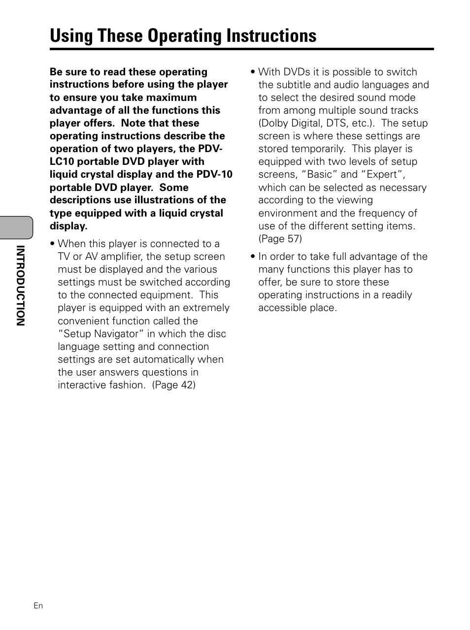 Using these operating, Instructions, Using these operating instructions | Pioneer PDV-LC10 User Manual | Page 14 / 128