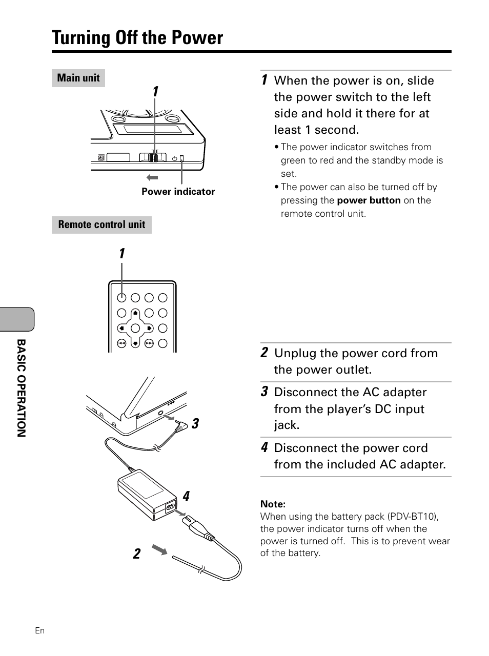 Turning off the power | Pioneer PDV-LC10 User Manual | Page 56 / 128