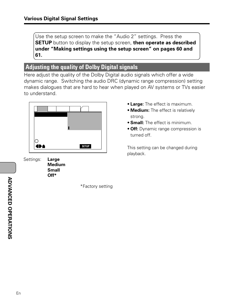 Adjusting the quality of dolby digital, Signals, Adjusting the quality of dolby digital signals | Pioneer PDV-LC10 User Manual | Page 74 / 128