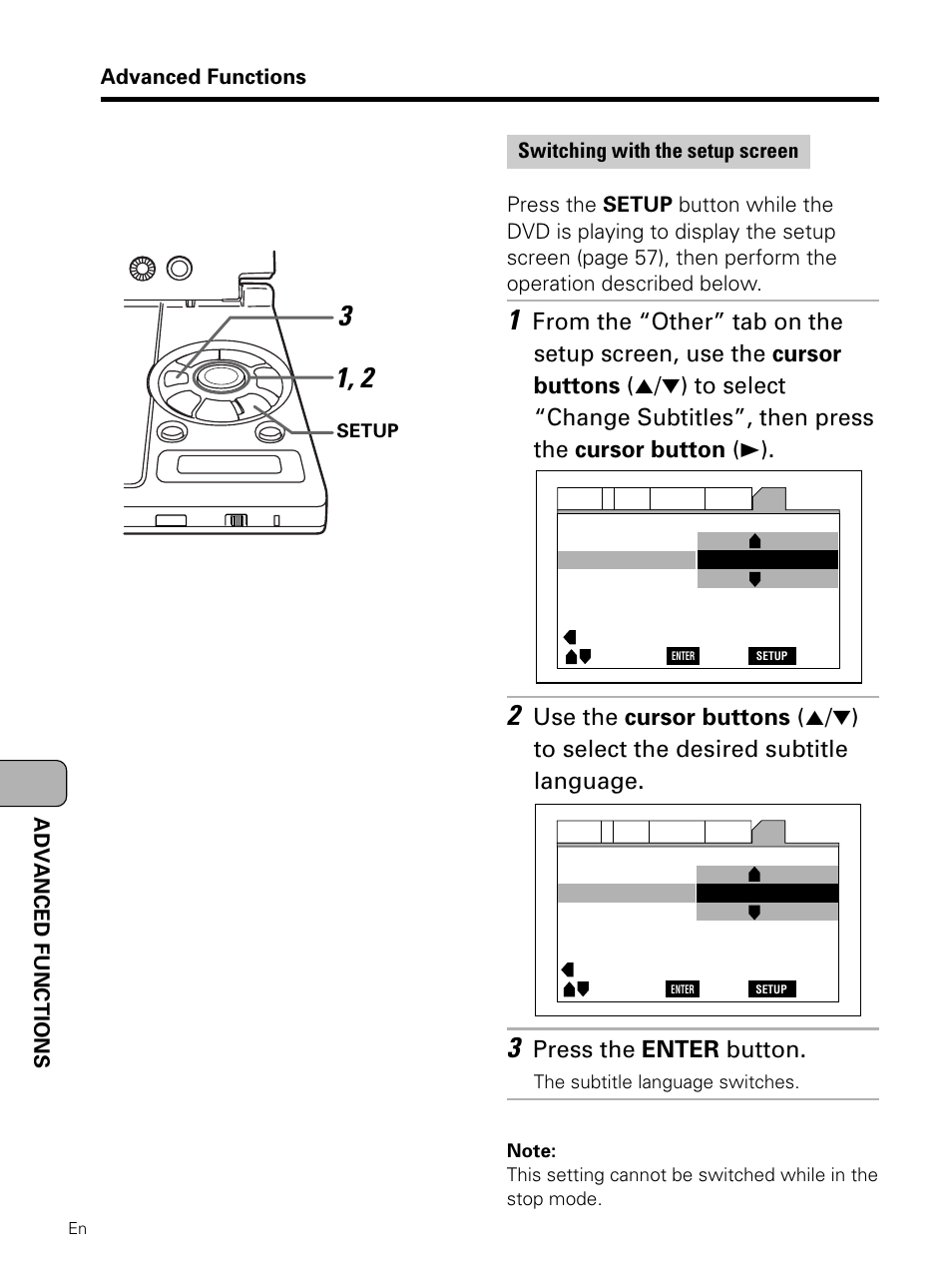 Press the enter button | Pioneer PDV-LC10 User Manual | Page 76 / 128