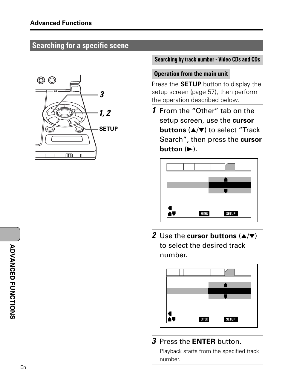 Searching for a specific scene, Press the enter button | Pioneer PDV-LC10 User Manual | Page 86 / 128