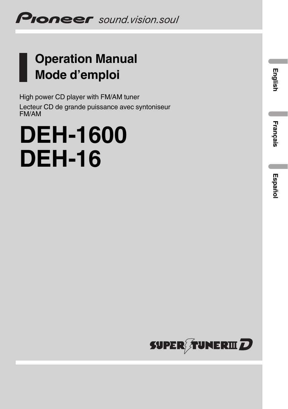 Pioneer DEH-1600 User Manual | 56 pages