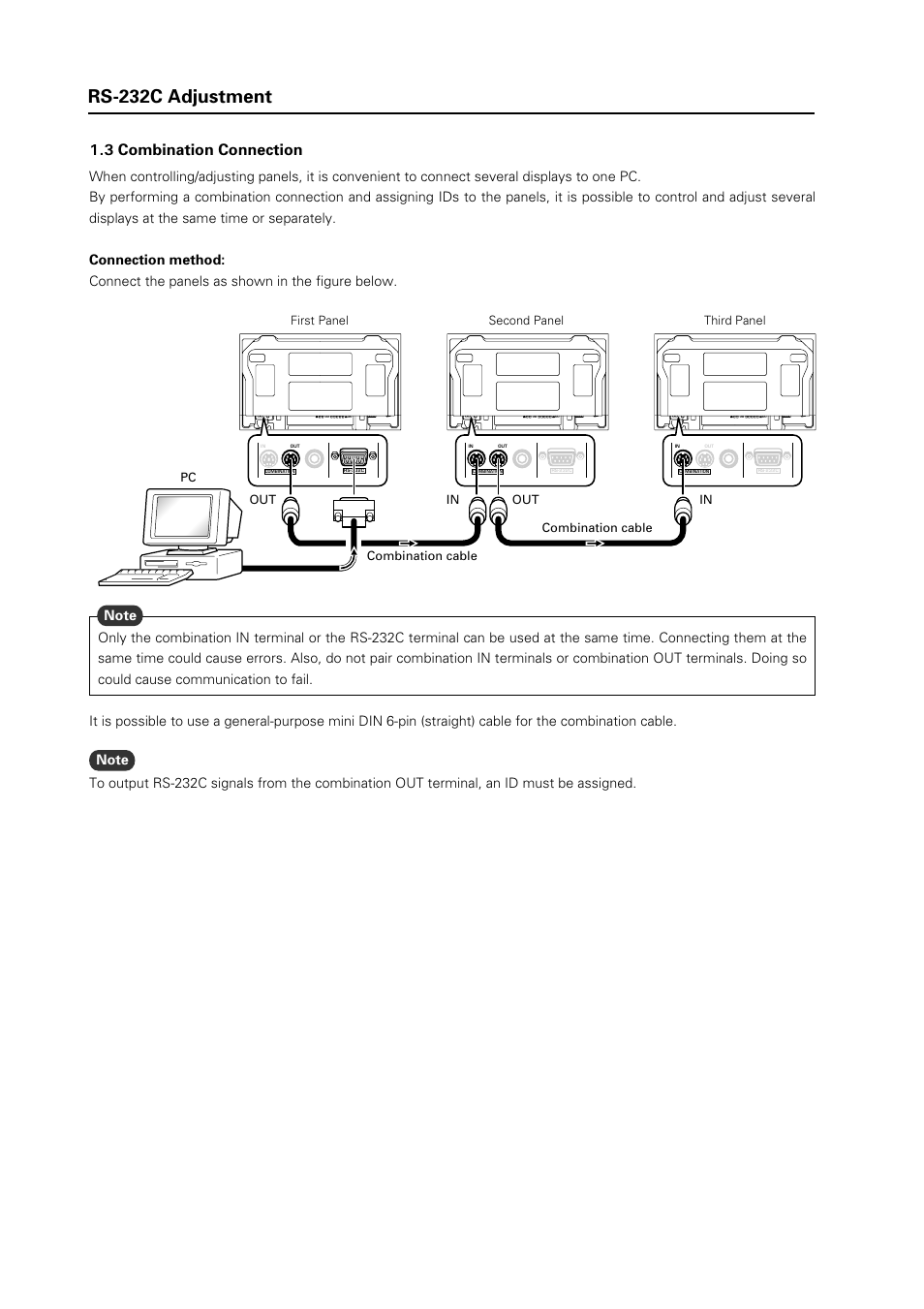 4rs-232c adjustment, 3 combination connection | Pioneer Plasma Display Panel PDP-425CMX User Manual | Page 4 / 24