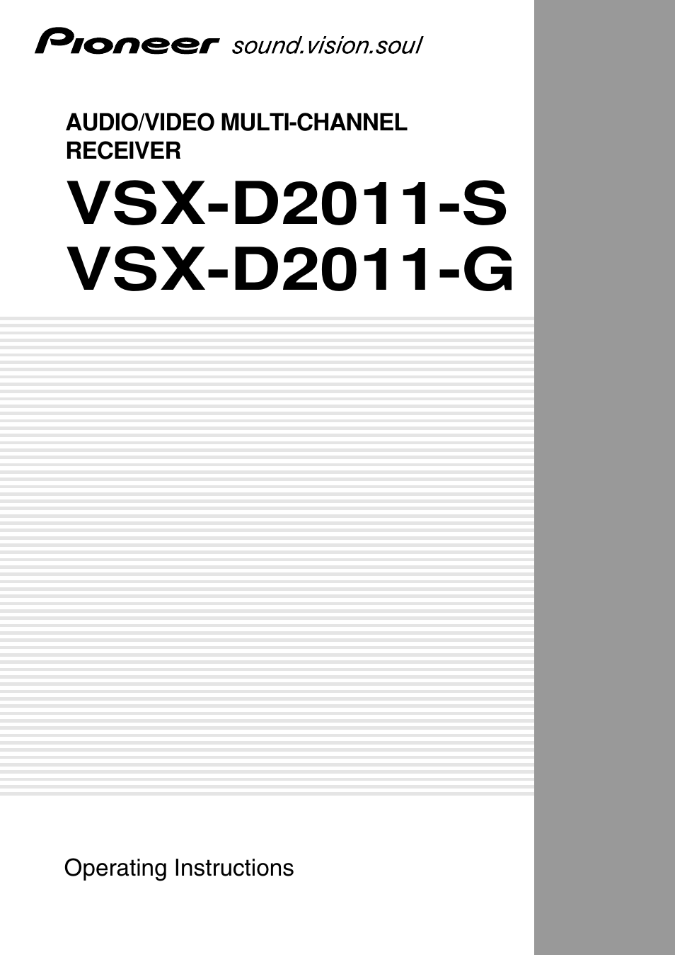 Pioneer VSX-D2011-G User Manual | 120 pages