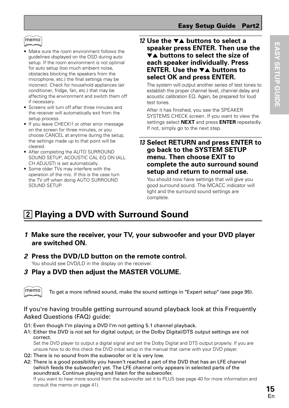 2 playing a dvd with surround sound, 22 playing a dvd with surround sound | Pioneer VSX-D2011-G User Manual | Page 15 / 120