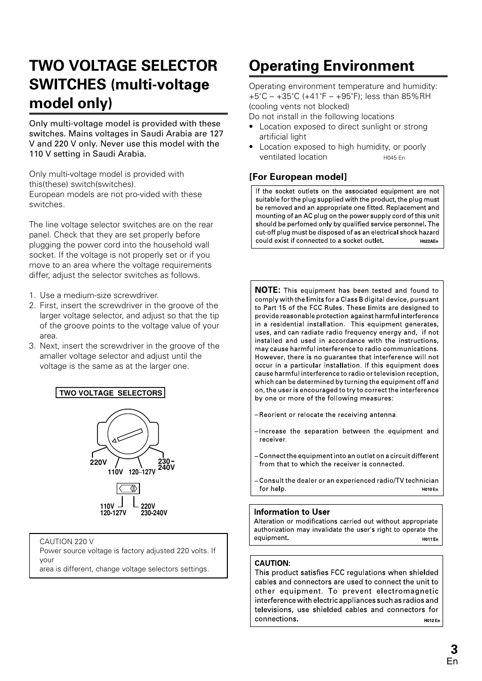 Operating environment | Pioneer VSX-D2011-G User Manual | Page 3 / 120