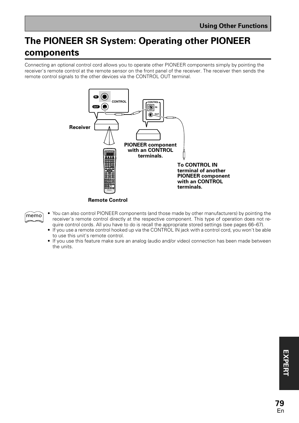 The pioneer sr system: operating other pioneer, Components, Exper t | Using other functions | Pioneer VSX-D2011-G User Manual | Page 79 / 120
