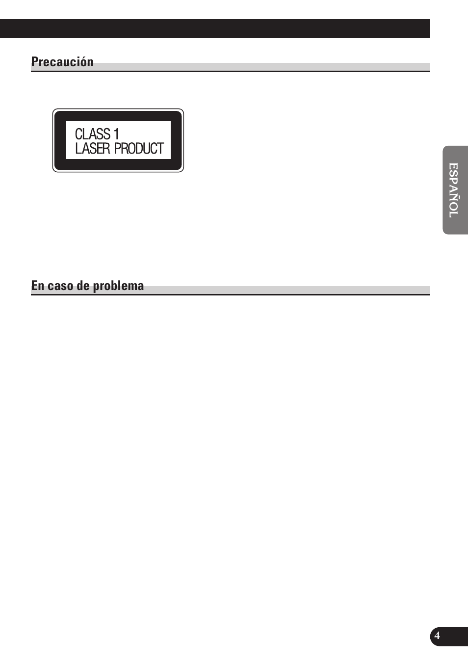 Precaución en caso de problema, Precaución, En caso de problema | Pioneer DEH-2130R User Manual | Page 31 / 80