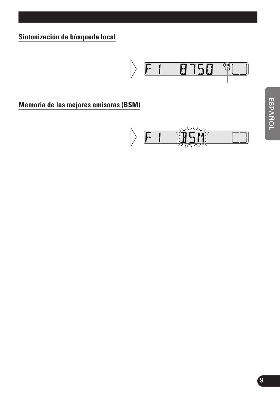 Operación del sintonizador, Sintonización de búsqueda local, Memoria de las mejores emisoras (bsm) | Pioneer DEH-2130R User Manual | Page 35 / 80