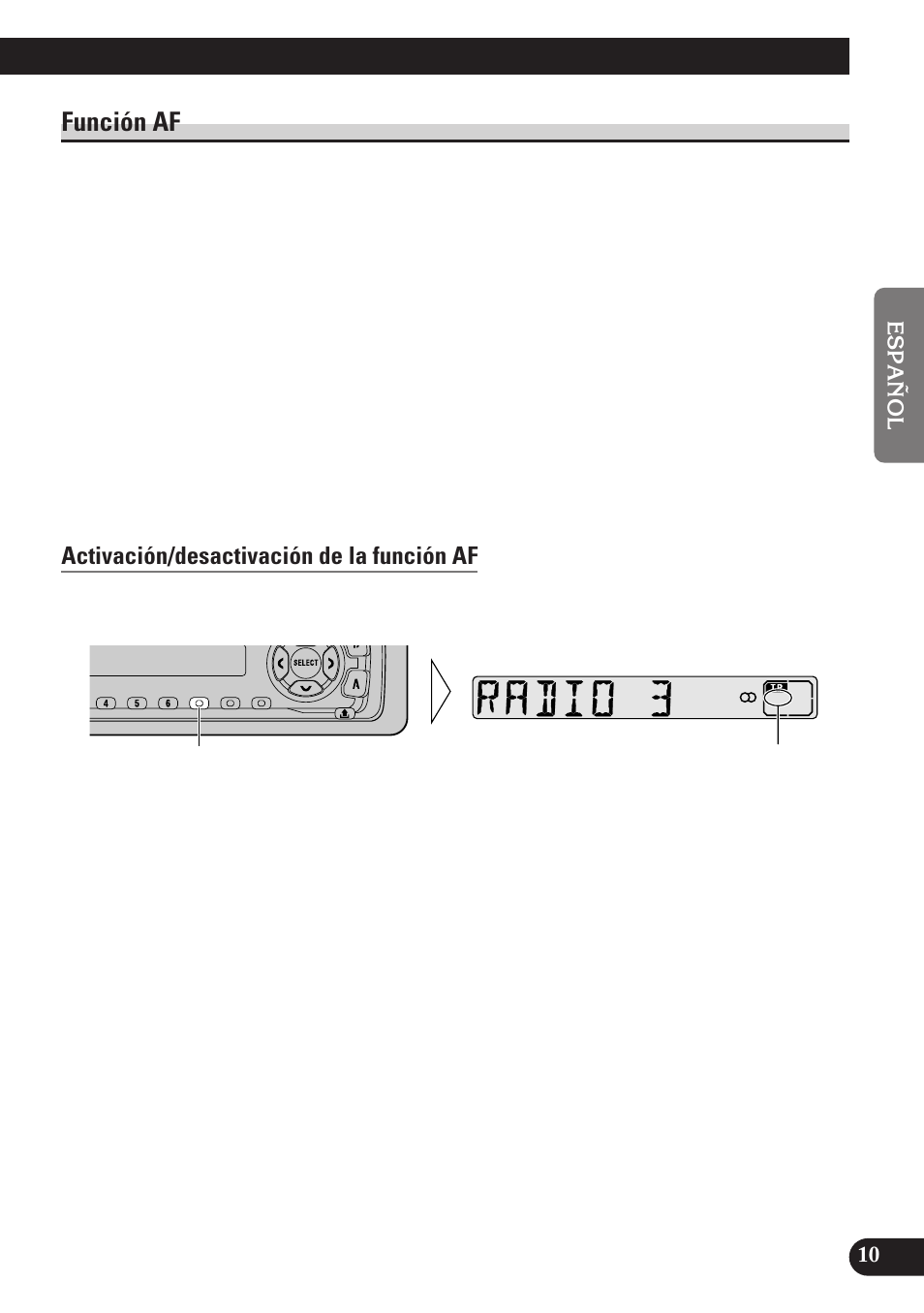 Función af, Activación/desactivación de la función af | Pioneer DEH-2130R User Manual | Page 37 / 80