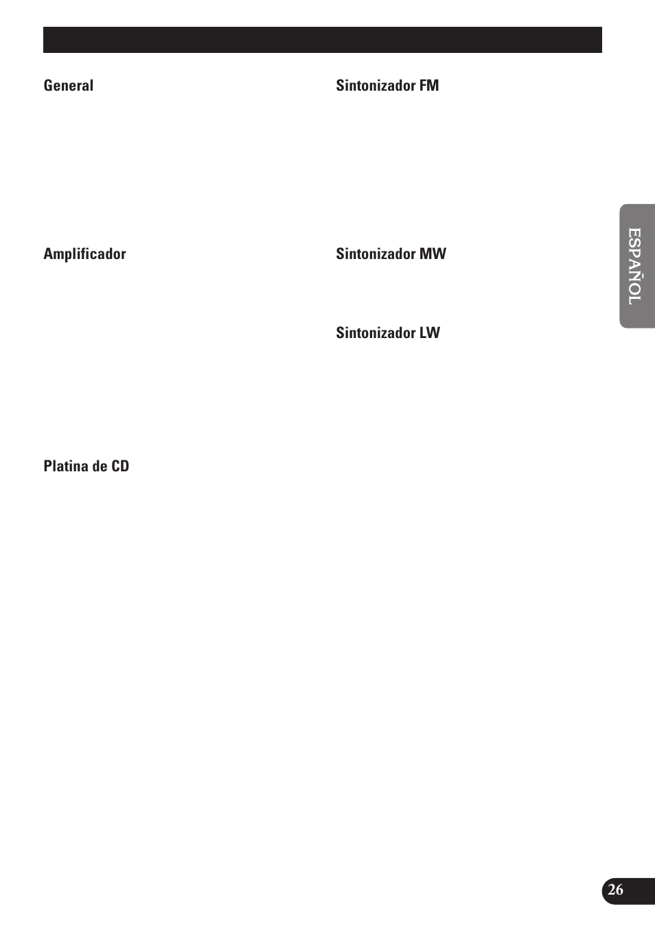 Especificaciones | Pioneer DEH-2130R User Manual | Page 53 / 80