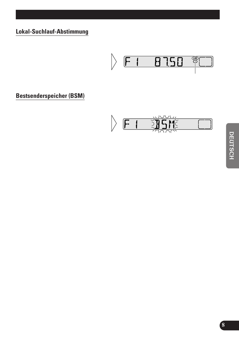 Tuner-betrieb, Lokal-suchlauf-abstimmung, Bestsenderspeicher (bsm) | Pioneer DEH-2130R User Manual | Page 61 / 80