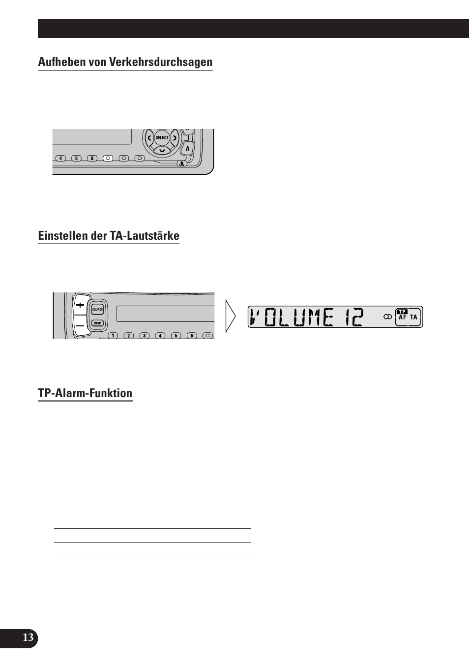 Gebrauch der rds-funktionen, Aufheben von verkehrsdurchsagen, Einstellen der ta-lautstärke | Tp-alarm-funktion | Pioneer DEH-2130R User Manual | Page 66 / 80
