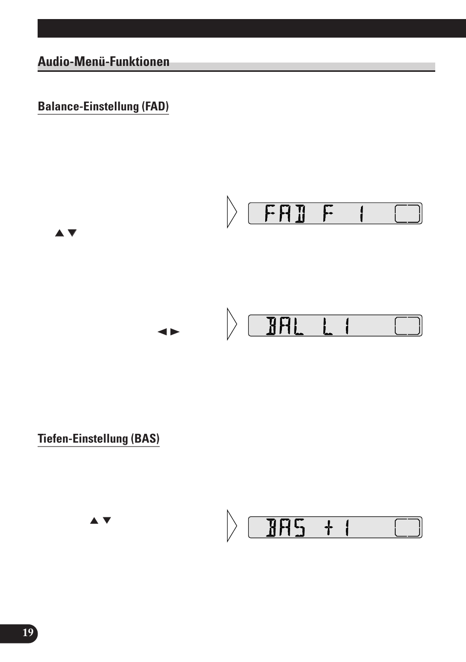 Audio-menü-funktionen, Balance-einstellung (fad), Tiefen-einstellung (bas) | Höhen-einstellung (tre), Loudness-einstellung (loud), Audio-einstellung | Pioneer DEH-2130R User Manual | Page 72 / 80