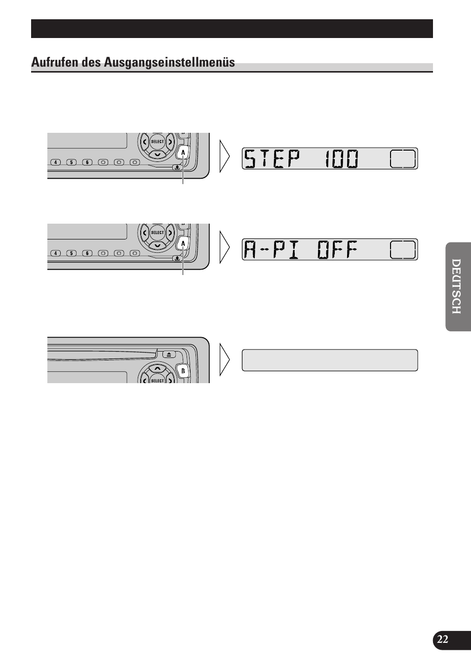 Ausgangseinstellung, Aufrufen des ausgangseinstellmenüs | Pioneer DEH-2130R User Manual | Page 75 / 80