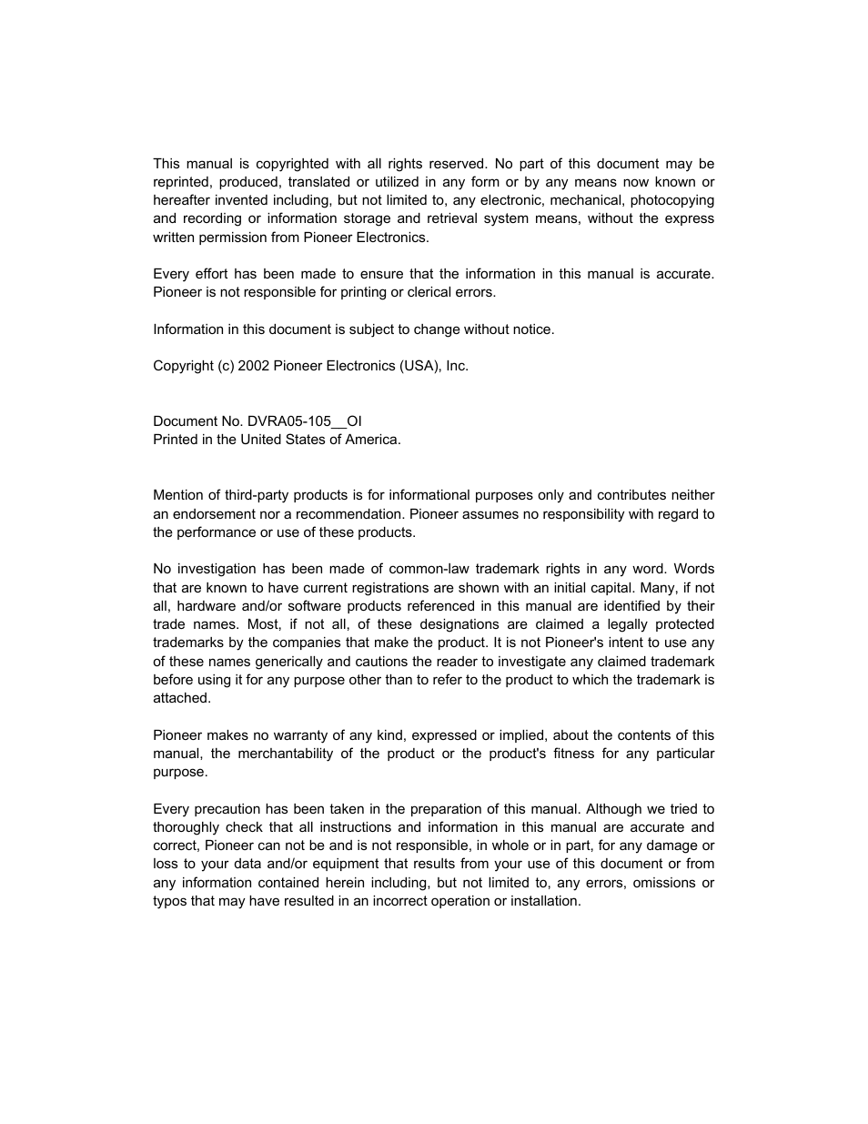 Pioneer Tray-Load Drive DVR-A05 User Manual | Page 2 / 14