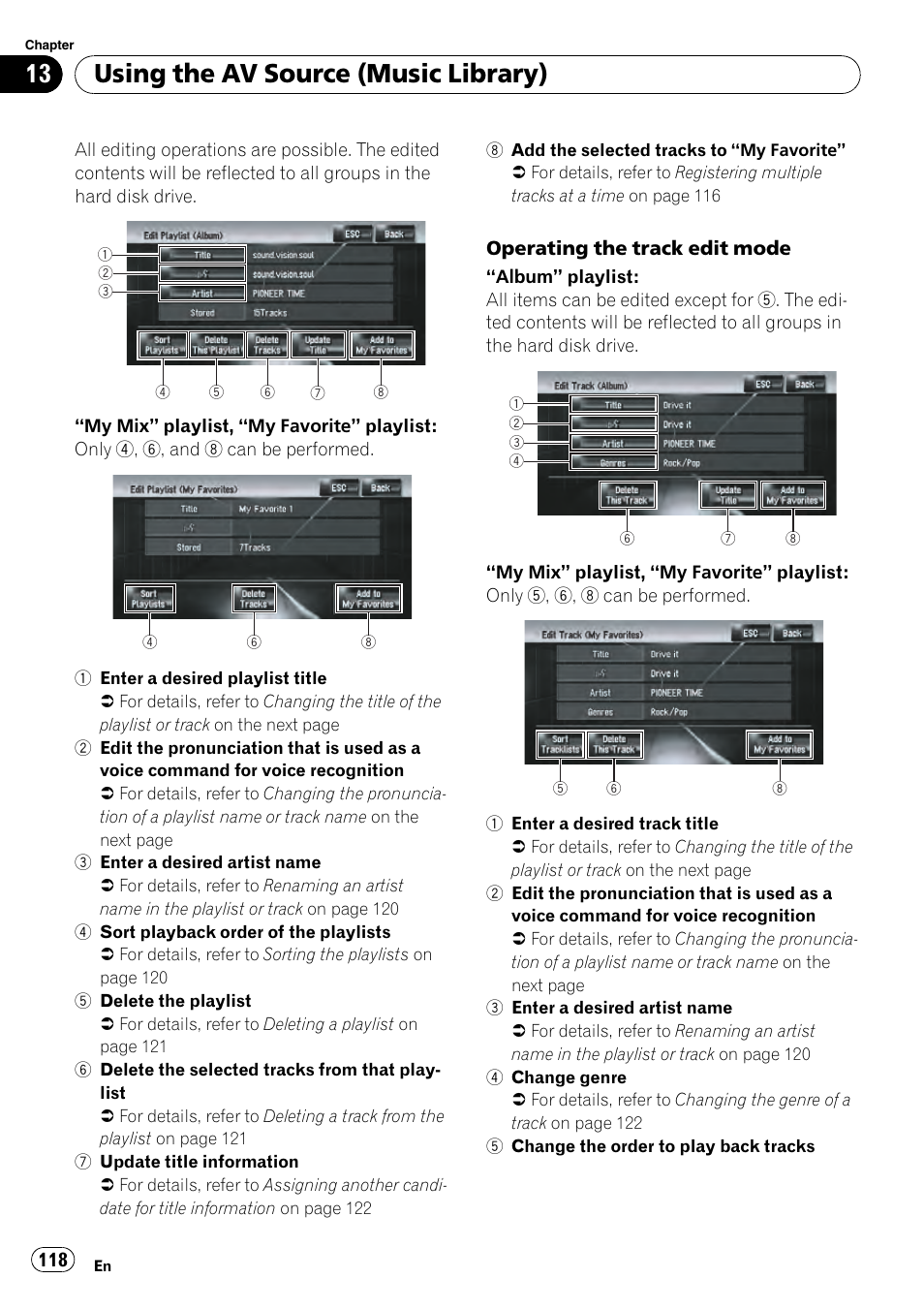 Using the av source (music library) | Pioneer AVIC-Z3 User Manual | Page 118 / 211