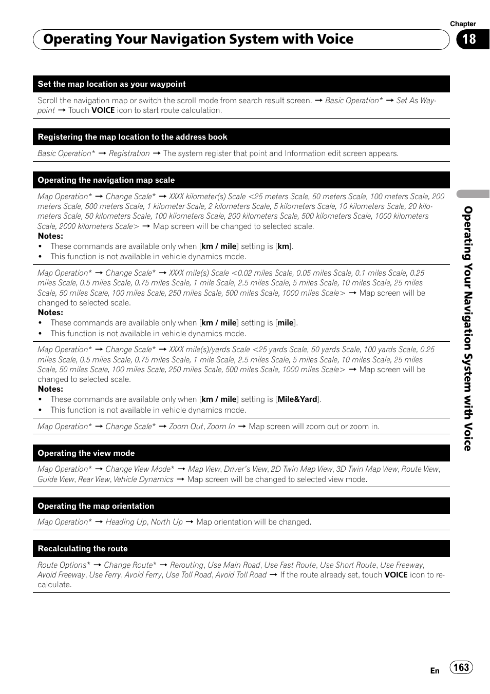 Operating your navigation system with voice, Operating y our navigation system with v oice | Pioneer AVIC-Z3 User Manual | Page 163 / 211