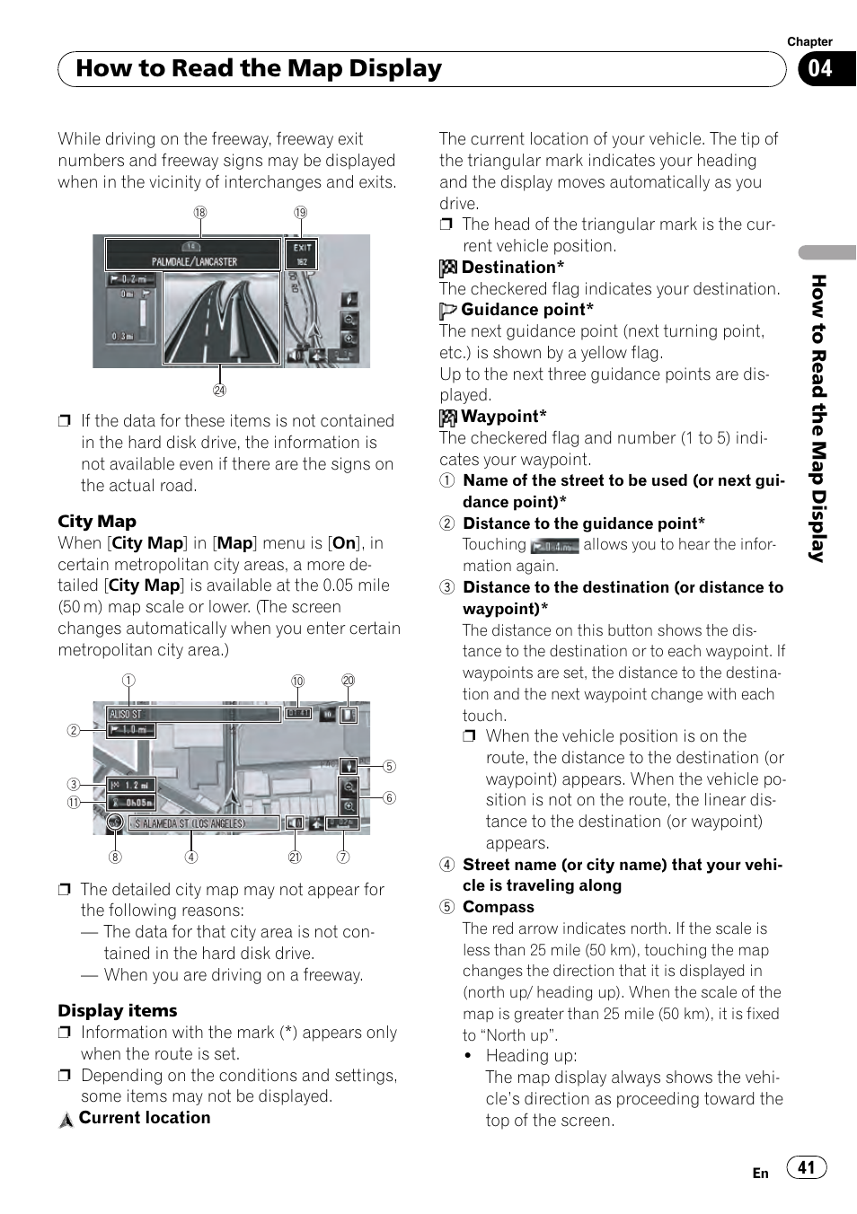 How to read the map display | Pioneer AVIC-Z3 User Manual | Page 41 / 211