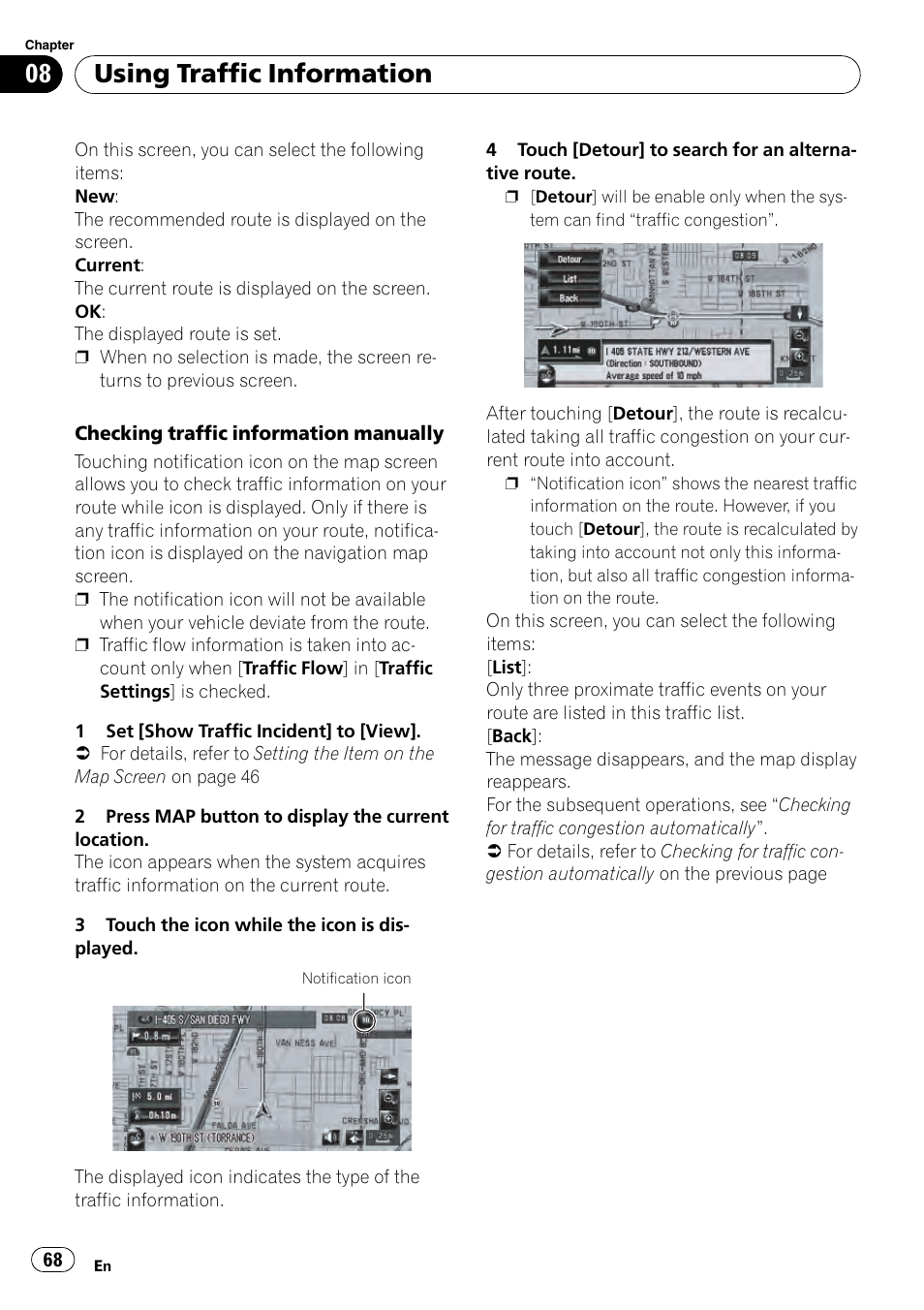 Using traffic information | Pioneer AVIC-Z3 User Manual | Page 68 / 211