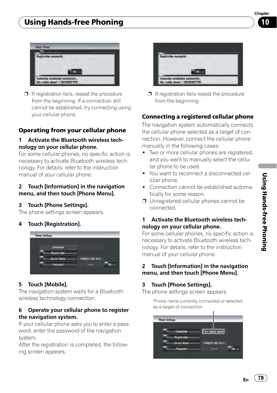 Using hands-free phoning | Pioneer AVIC-Z3 User Manual | Page 79 / 211