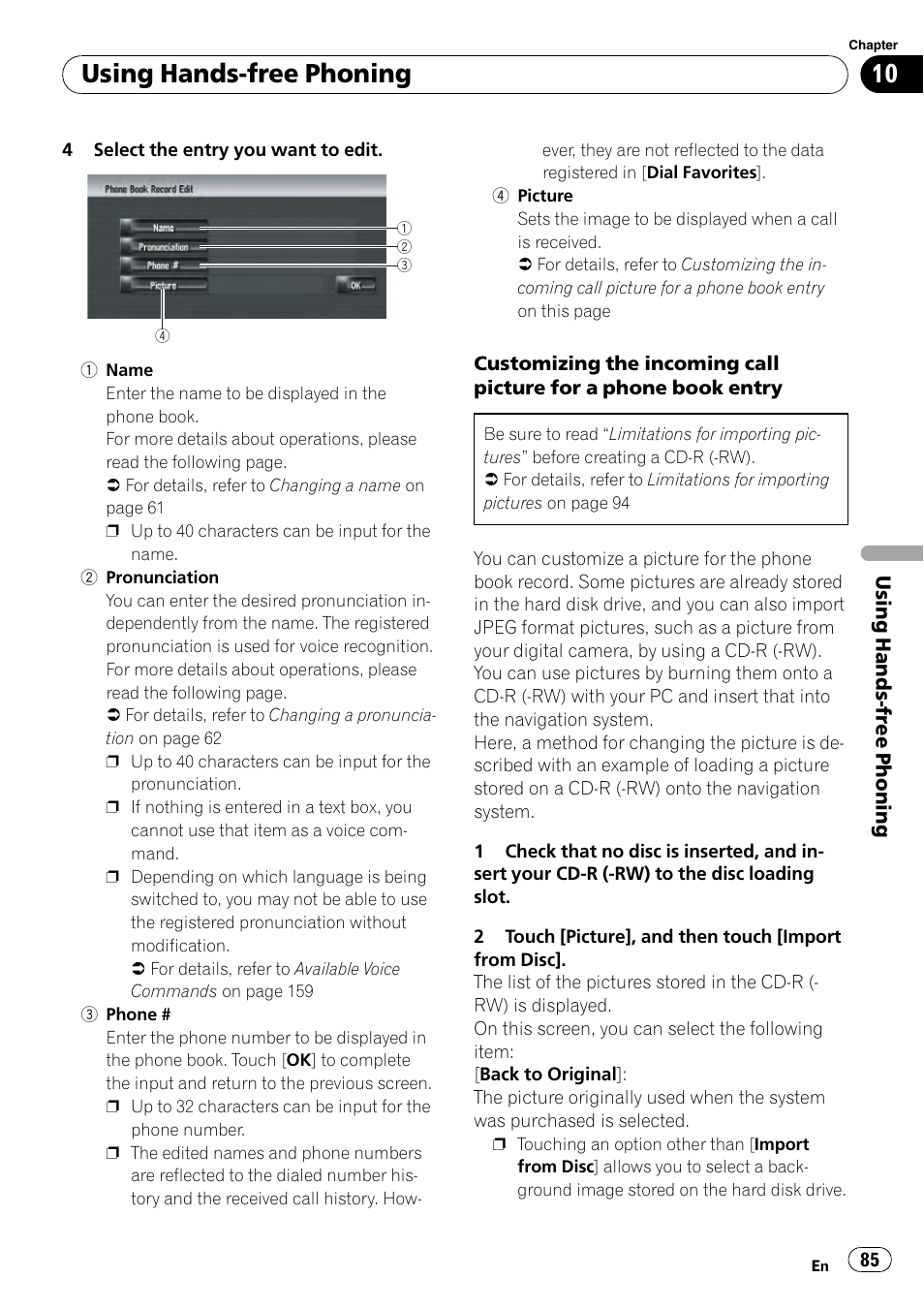 Using hands-free phoning | Pioneer AVIC-Z3 User Manual | Page 85 / 211