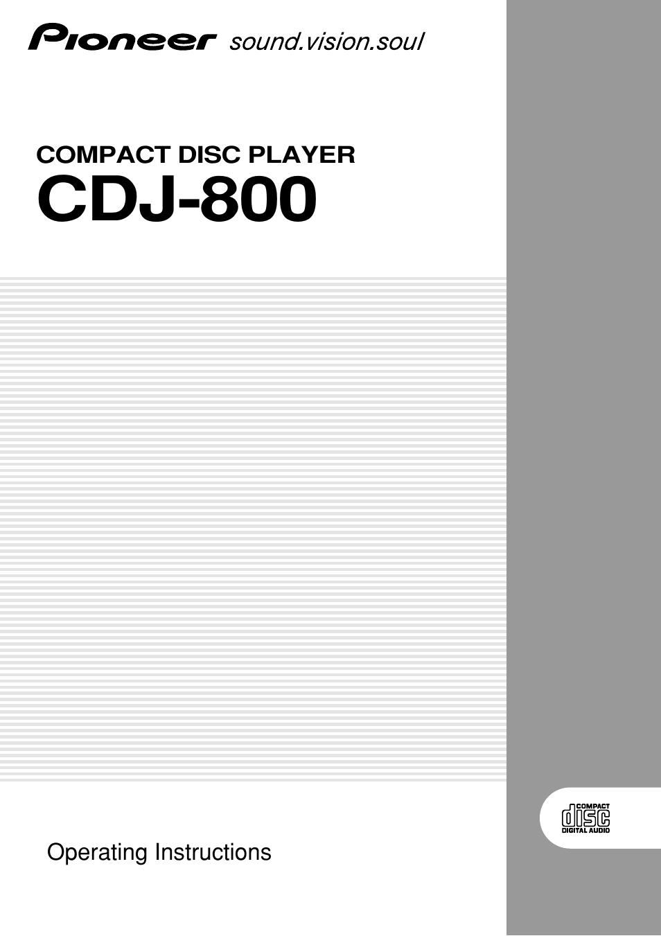 Pioneer CDJ-800 User Manual | 20 pages