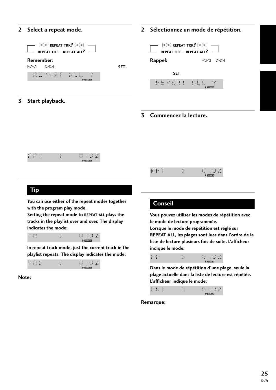 English français, Conseil | Pioneer MJ-L77 User Manual | Page 25 / 100