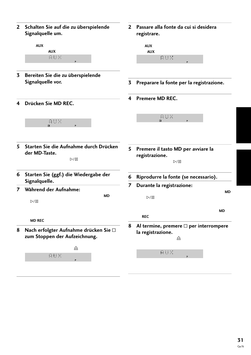 Deutsch italiano | Pioneer MJ-L77 User Manual | Page 79 / 100